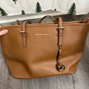 Michael Kors Tan Tote Bag with Gold Accents